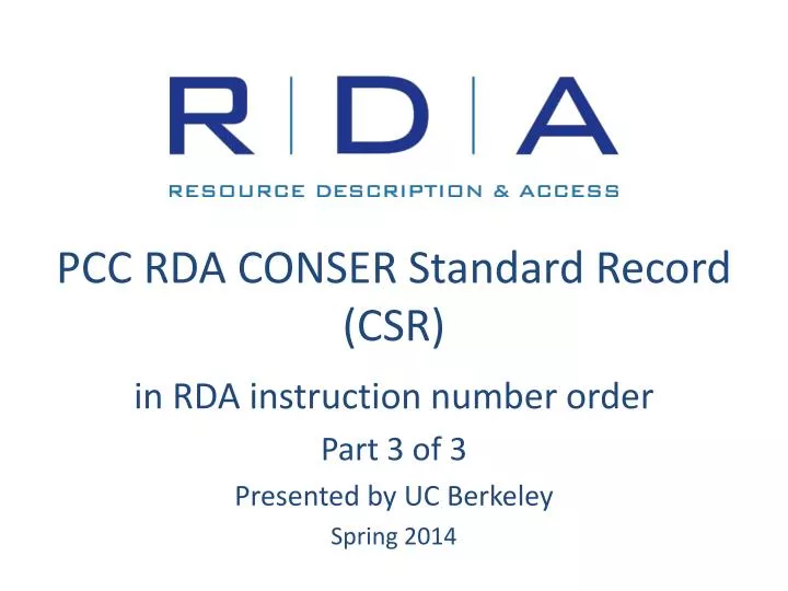 pcc rda conser standard record csr