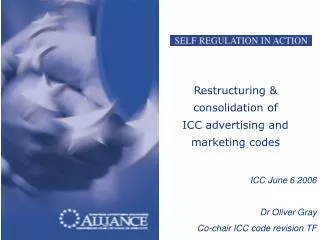 Restructuring &amp; consolidation of ICC advertising and marketing codes