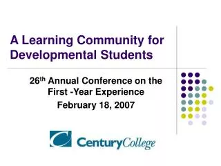 A Learning Community for Developmental Students