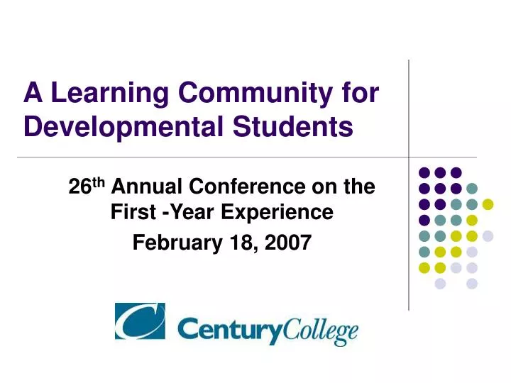 a learning community for developmental students