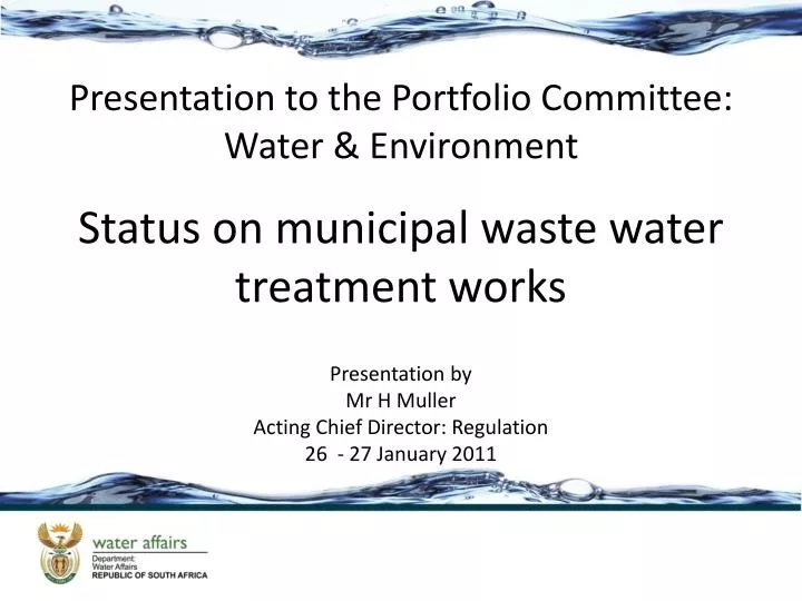 status on municipal waste water treatment works