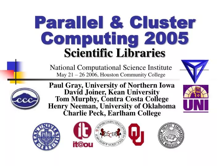 parallel cluster computing 2005 scientific libraries