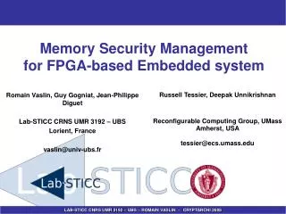 Memory Security Management for FPGA-based Embedded system