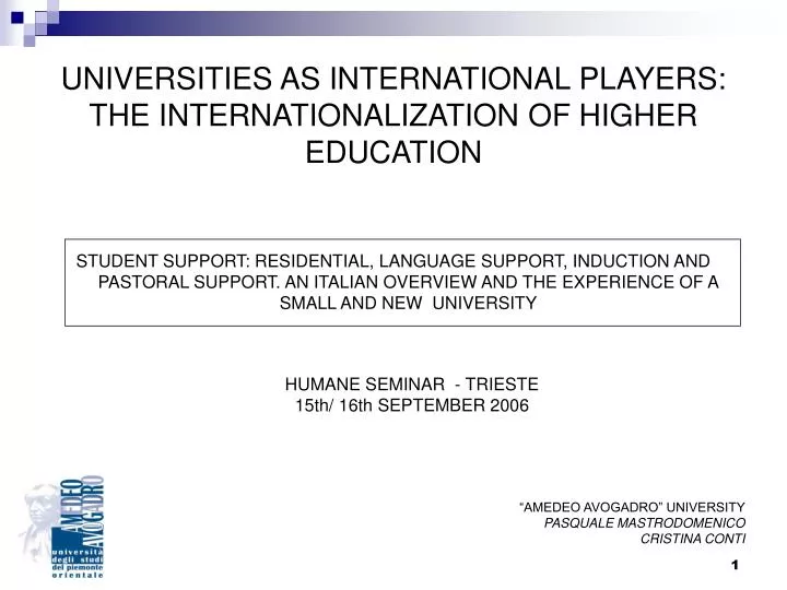 universities as international players the internationalization of higher education