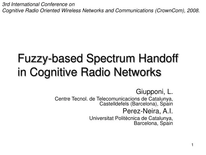 fuzzy based spectrum handoff in cognitive radio networks