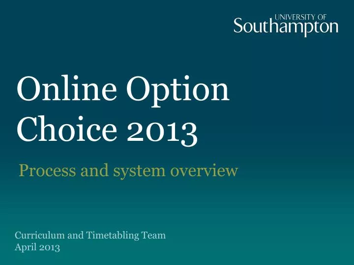 online option choice 2013