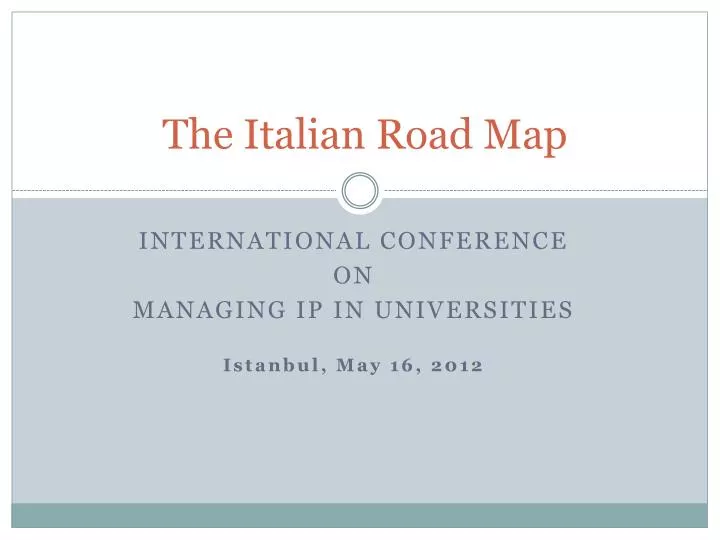 the italian road map