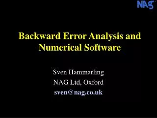 Backward Error Analysis and Numerical Software