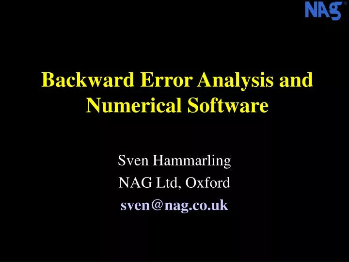 backward error analysis and numerical software