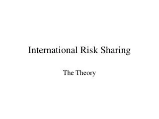 International Risk Sharing