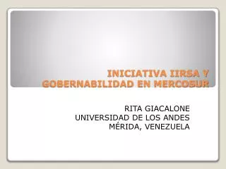 iniciativa iirsa y gobernabilidad en mercosur