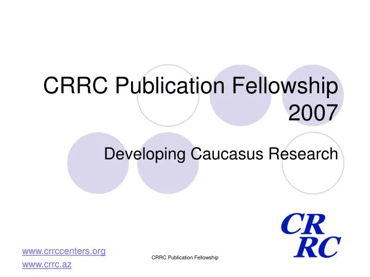 crrc publication fellowship 2007