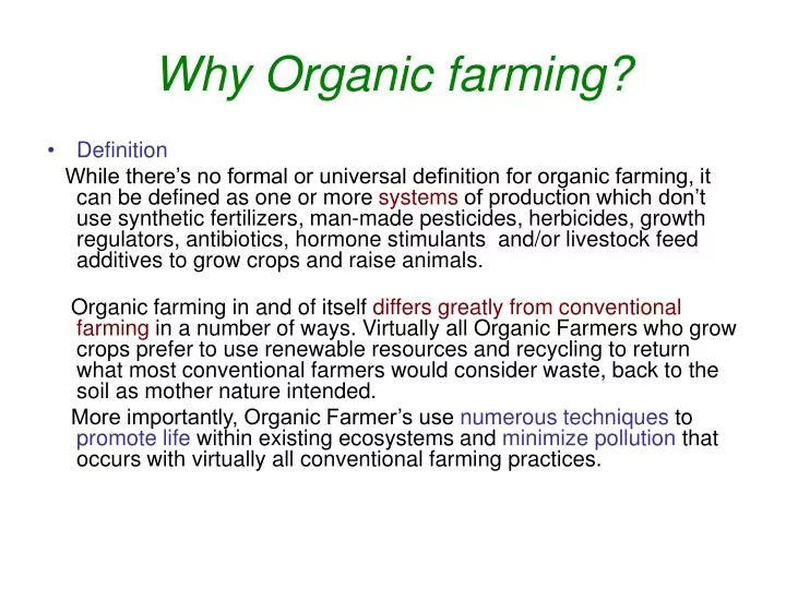 why organic farming