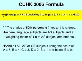 CUHK 2006 Formula