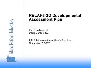 RELAP5-3D Developmental Assessment Plan