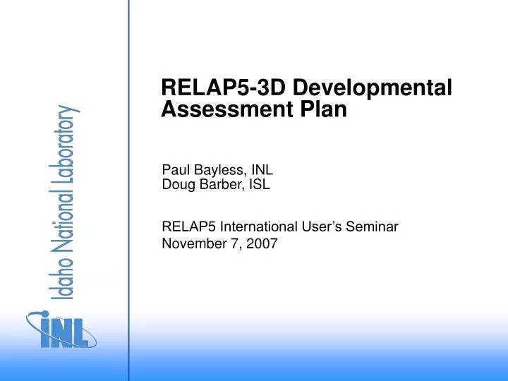 relap5 3d developmental assessment plan