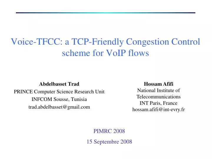 voice tfcc a tcp friendly congestion control scheme for voip flows