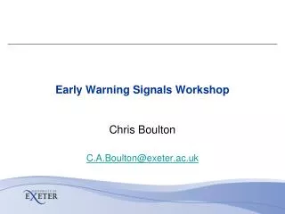 Early Warning Signals Workshop