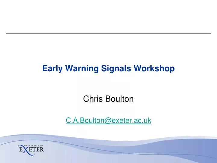 early warning signals workshop