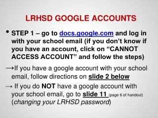 LRHSD GOOGLE ACCOUNTS