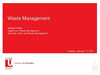 Waste Management Meagan Heath Supervisor, Waste Management Grounds, Fleet, and Waste Management