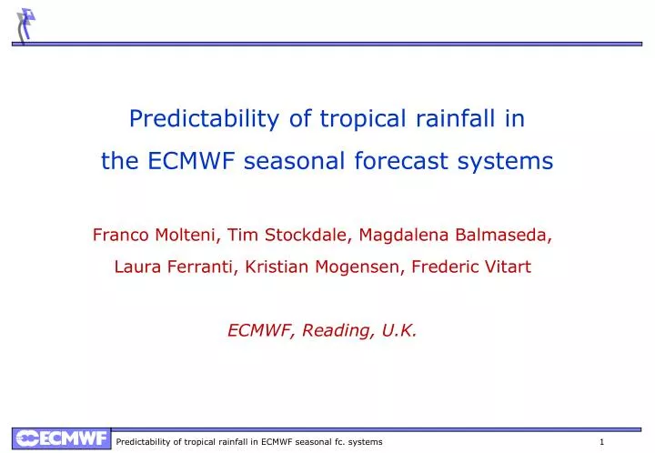 predictability of tropical rainfall in the ecmwf seasonal forecast systems