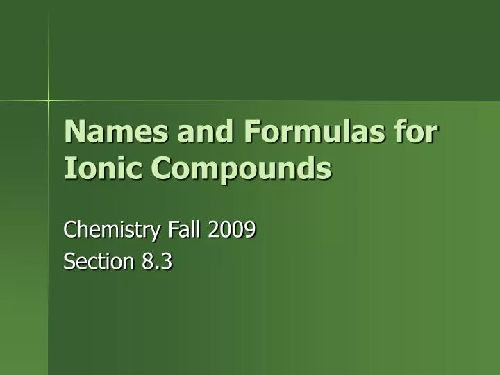 names and formulas for ionic compounds