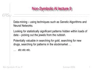 Non-Symbolic AI lecture 9