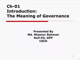 Ch-01 Introduction: The Meaning of Governance