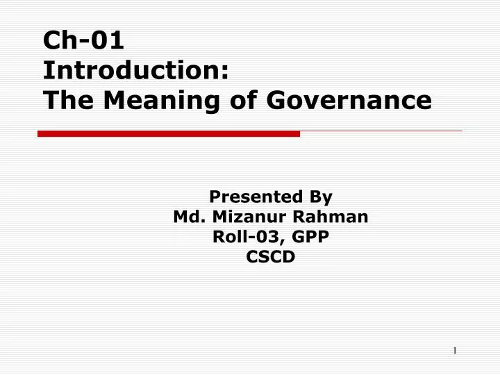 ch 01 introduction the meaning of governance