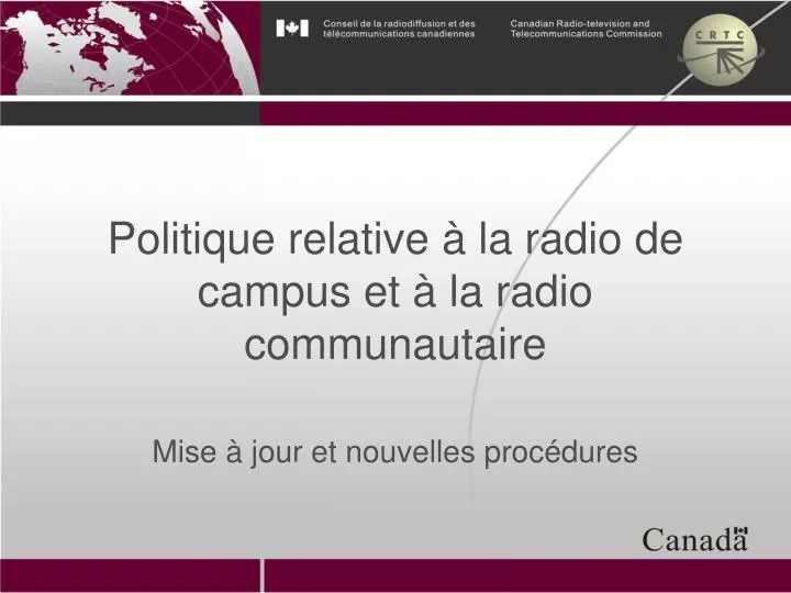 politique relative la radio de campus et la radio communautaire