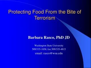 Protecting Food From the Bite of Terrorism