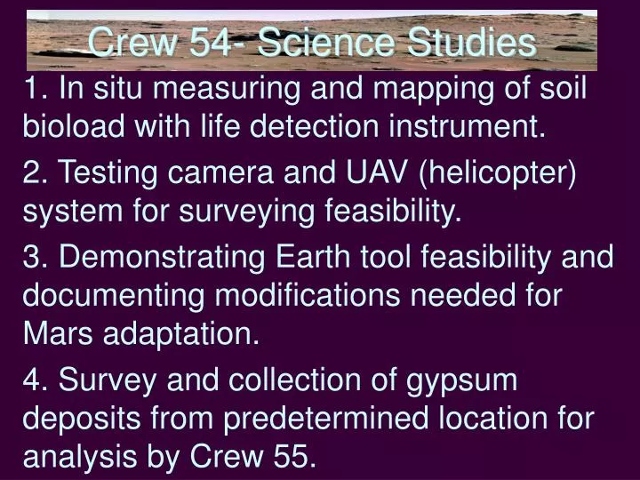 crew 54 science studies