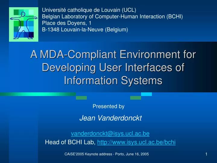a mda compliant environment for developing user interfaces of information systems