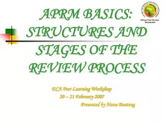 APRM BASICS: STRUCTURES AND STAGES OF THE REVIEW PROCESS