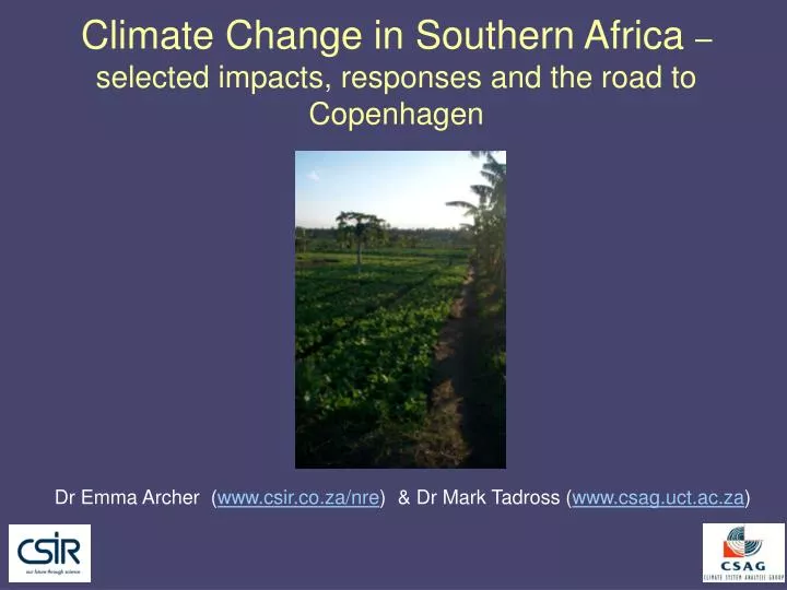 climate change in southern africa selected impacts responses and the road to copenhagen