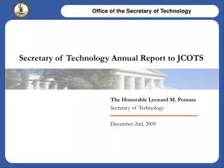 Secretary of Technology Annual Report to JCOTS