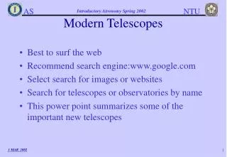 Modern Telescopes