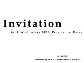 to A World-class MBA Program in Korea