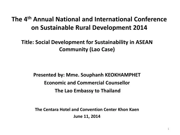 the 4 th annual national and international conference on sustainable rural development 2014