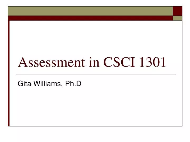 assessment in csci 1301