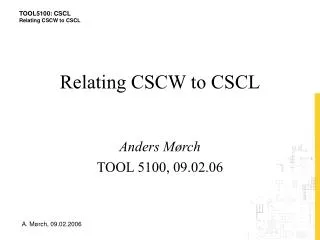 Relating CSCW to CSCL