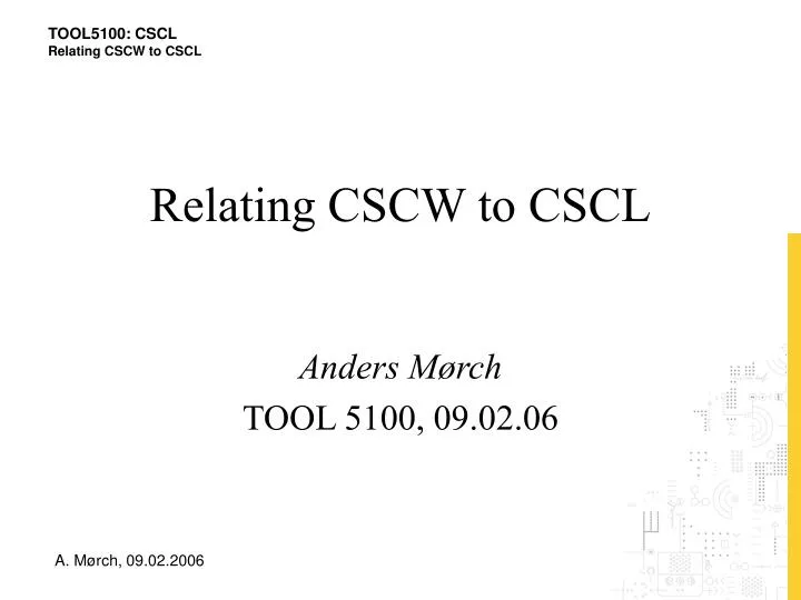 relating cscw to cscl