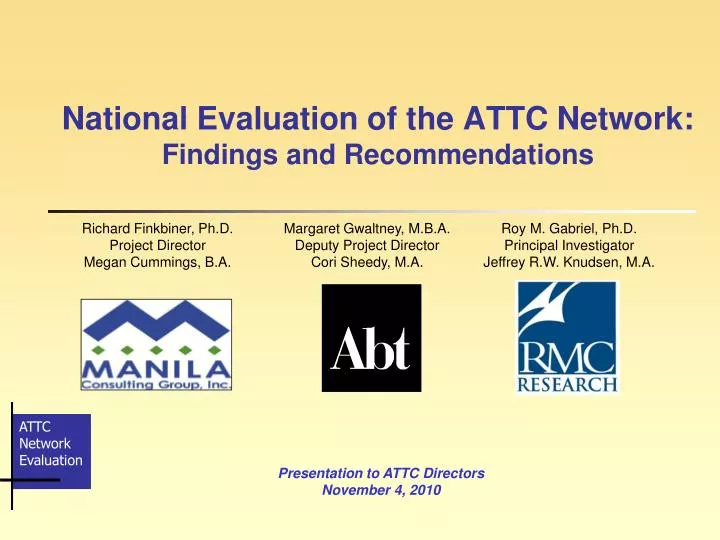 national evaluation of the attc network findings and recommendations