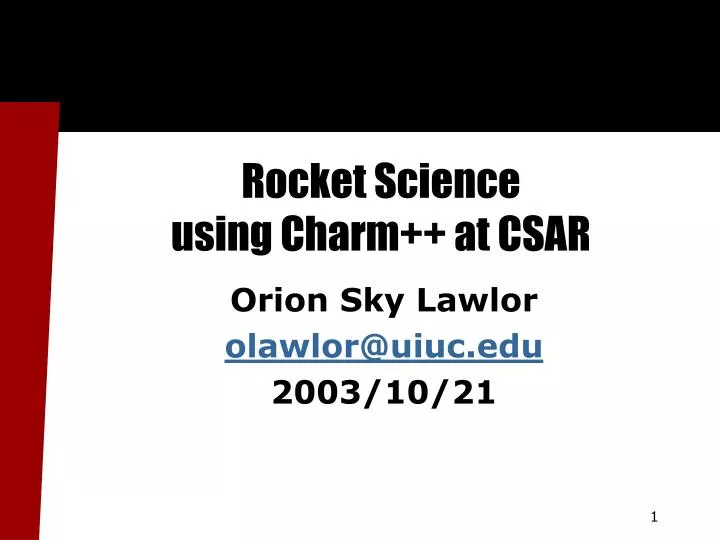 rocket science using charm at csar