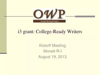 i3 grant: College-Ready Writers
