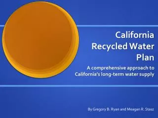 California Recycled Water Plan