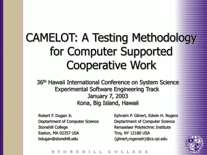 camelot a testing methodology for computer supported cooperative work