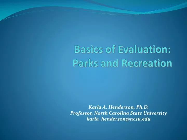 basics of evaluation parks and recreation