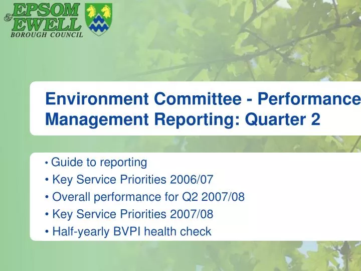 environment committee performance management reporting quarter 2